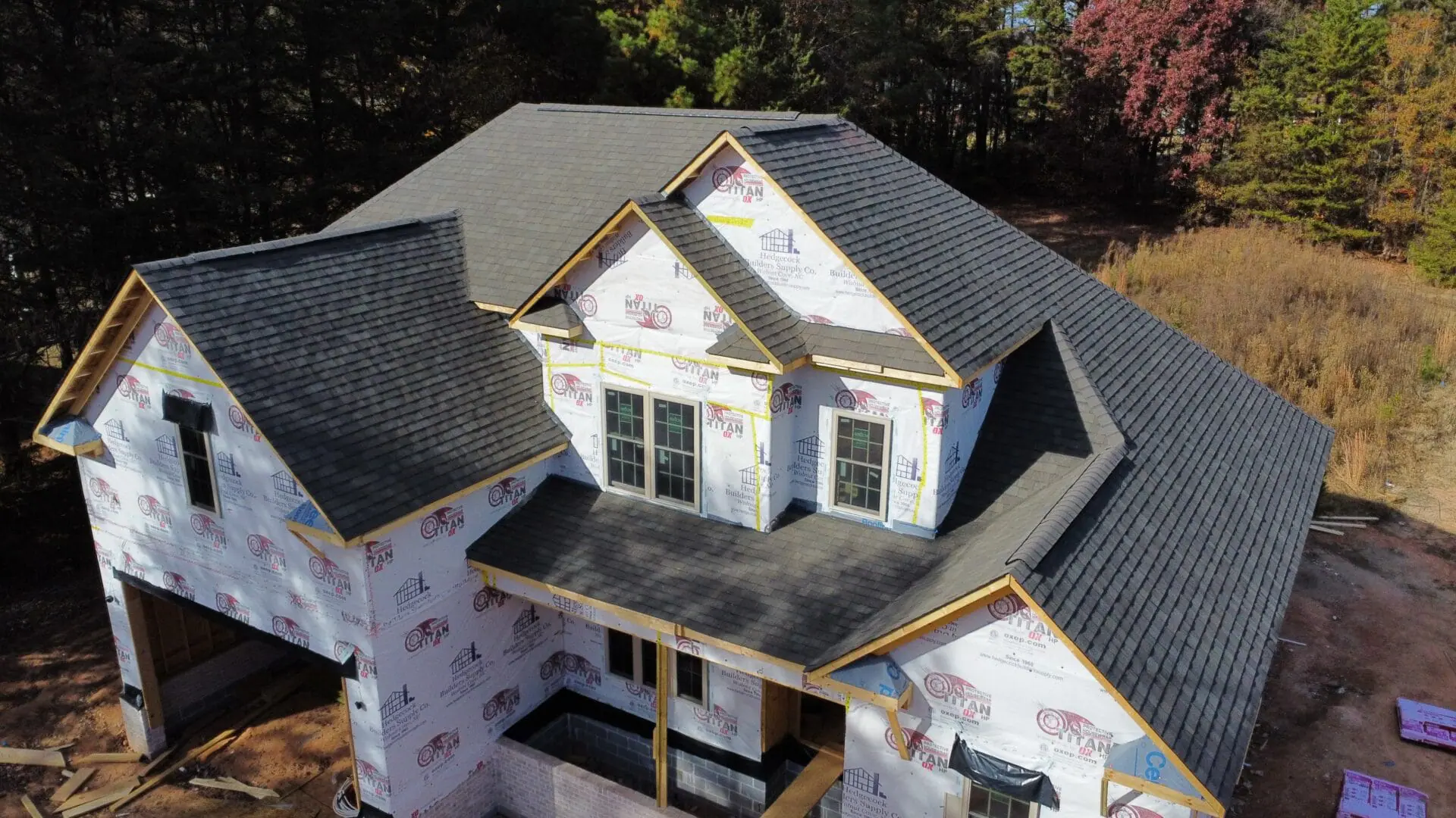 new shingle roof installation in progress
