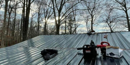 Metal Roof being installed